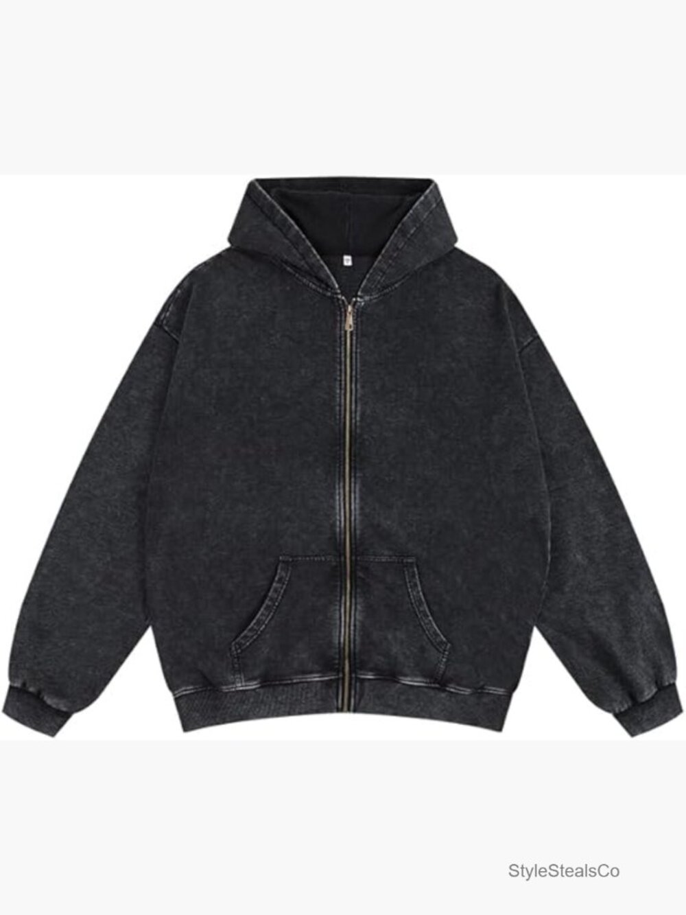Oversized Vintage Zip Up Hoodie Women Y2k Retro Grunge Baggy Acid Wash